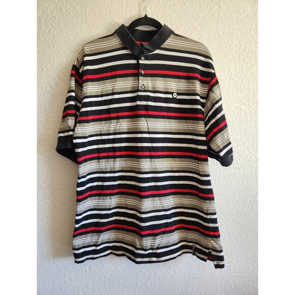 Y2k South Pole Men's Red & Black Striped Polo XL - Picture 1 of 11